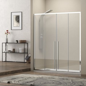 Kamalu KEL6000 200h moderna doccia nicchia 8mm doppio scorrevole in vetro rettilineo stile rettilineo impermeabile per bagno in alluminio - Product Image 1