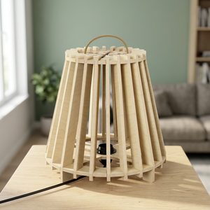 Bellissima lampada da tavolo interamente in legno di betulla naturale e ad incastro 12mm Made in Italy di WLLALLA design. - Product Image 3