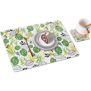 Wholesale Modern Art Design Sublimation Blank Place Mat American Leaf Mdf Cork Placemats for Dining Customize Table Mat