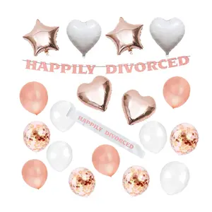 Pafu OEM party decoration divorced party decoration kit sash rose gold glitter banner balloon happily divorced party supplies