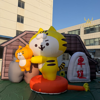 Arche gonflable géante de 3,5 m en forme de tigre de dessin animé pour la décoration de bars Izakaya et cafés