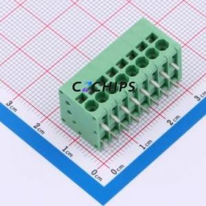 MX205R-3.5-08P-GN01-Cu-A Spring Terminal Block Through hole Component THT,P=3.5mm Connector 1x8P 3.5mm Green Right Angle Insert - Product Image 1