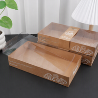 Boîte à pain transparente anti-humidité en papier kraft, emballage jetable de qualité alimentaire pour gâteaux et desserts à emporter