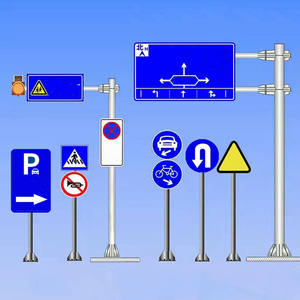 Panneau de signalisation routière en aluminium réfléchissant, flèche bleue ronde obligatoire, direction droite - Product Image 4