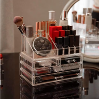 Transparent Acrylique Rectangle Bureau Cosmétique Stockage Organisateur Multi-fonctionnel Maquillage Boîte De Rangement