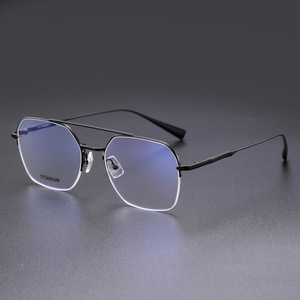 <span class=keywords><strong>Montatura</strong></span> per Occhiali in Titanio Ottico, Stile Aviatore, Mezza <span class=keywords><strong>Montatura</strong></span> per Uomo, per Miopia - Product Image 2