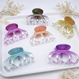 กิ๊บหนีบผมขนาดใหญ่เคลือบสีไล่ระดับด้วยรังสียูวี รูปทรงไม่สมมาตร แบบโปร่ง กันลื่น อุปกรณ์เสริมผมคุณภาพพรีเมียม - Product Image 3