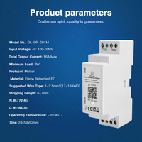 Disjoncteur intelligent Matter sur rail DIN, Wi-Fi, 16A, 100-240V, contrôle par application domestique, variateur de lumière, relais intelligent Matter, HomeKit, Alexa
