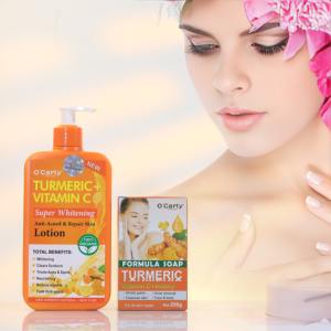 OCarly Lotion Corporelle Personnelle Éclaircissante Réparatrice Peau au Curcuma Vitamine C Hydratante Nourrissante Anti-Acné - Product Image 3