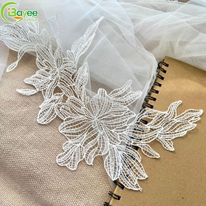 Voile de mariée de luxe européen, dentelle brodée, patch brodé blanc, garniture en dentelle pour robe de mariée, accessoires en dentelle DIY - Product Image 2
