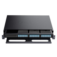 Kabel Serat Optik 1U 96 Core High Density Terminal MPO Panel Patch Data Room IP Konektor Tipe LC Kompatibel 4G 3G
