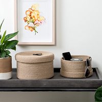 Cesta de Armazenamento Redonda de Juta para Atacado, Caixa Organizadora Doméstica para Brinquedos e Miudezas