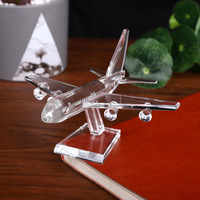 Noble Free Mold Modèle d'avion en cristal fait à la main Article décoratif d'avion clair et étincelant pour les fans d'aviation Cadeau d'affaires