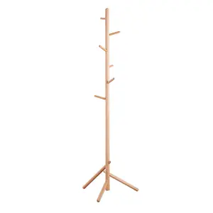 Wholesale 6 Hooks Floor-Standing Free Stand 17cm High Grade Wood Tree Living Room Entryway Bench Clothes hats Coat Rack Stand