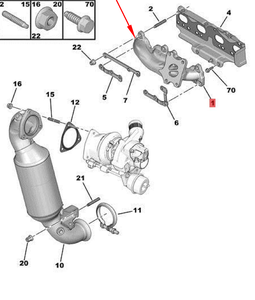 Uitlaatspruitstuk - Pre-katalysator voor Peugeot 208 3008 2008 308 Citroen <span class=keywords><strong>DS3</strong></span> C4 C5 (OE V759703180) - Product Image 2