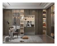 Armoire encastrée de luxe armoire multifonctionnelle pour le rangement de vêtements armoire à portes coulissantes en verre avec éclairage et tiroir de rangement