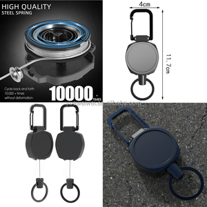 핫 세일 개폐식 키 체인 헤비 듀티 카라비너 배지 홀더 전술 ID 배지 릴 24-31.5 인치 스틸 개폐식 코드 - Product Image 5