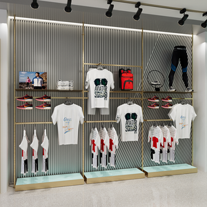 Negozio di scarpe da uomo Design interno personalizzato a parete scaffale abbigliamento sportivo espositore Stand per negozio di abbigliamento sportivo - Product Image 5