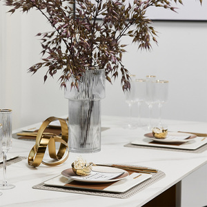 Ceramic Plate Gold Rim Dinner Plates Dish <strong>Dessert</strong> Salad Plate Dinnerware Set Transparent <strong>Square</strong> Crystal Mat <strong>Tray</strong> - Product Image 4