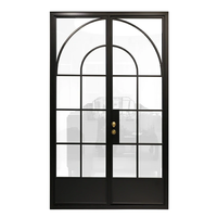 Portes françaises en acier et verre Anhui Hotian pour l'extérieur et l'intérieur, noires, insonorisées, double porte pour maison