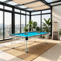 Table de billard en verre de 9 pieds, table de billard professionnelle personnalisée, design moderne transparent, table de billard de luxe pour la maison