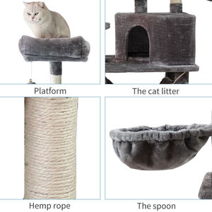 Großhandel Pet Kitty Tree House Grau Beige Big <span class=keywords><strong>Cat</strong></span> Tower Kratz baum für kleine mittlere große Katze - Product Image 3