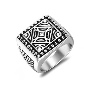 Men's Pyramid Titanium Steel <b>Ring</b> SA237 Retro Square Design Gift Jewelry - Product Image 5