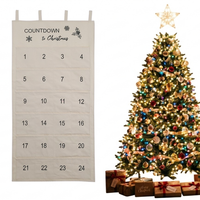 Weihnachts-Adventskalender zum Besticken, Wiederverwendbarer Hängender Weihnachts-Countdown-Kalender mit 24 Taschen für Weihnachtsdekoration