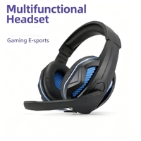 Casque de jeu filaire, design supra-auriculaire avec micro rotatif, contrôle du volume par molette et bandeau réglable pour ordinateur portable gamer
