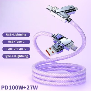 100W bốn trong một pd27w Cáp dữ liệu sạc nhanh 3A iOS tương thích với áo khoác nylon - Product Image 2