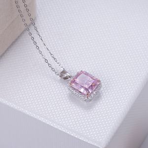 Collar Messi Jewelry MSN-657 con Diamante de Carbono Rosa de 5 Quilates, Circonita Cúbica, Corte Radiante, Colgante de Plata para Decoración Diaria - Product Image 2