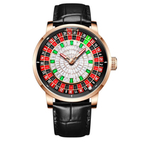 Montre mécanique automatique de luxe pour homme, avec cadran en saphir, jeu de roulette européen, cadran diamanté, bracelet en cuir