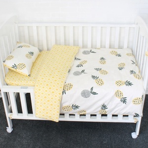 Set biancheria da letto in cotone naturale 100% stampato neonato Set biancheria da letto per culla copripiumino 3 pezzi, lenzuolo piatto, federa - Product Image 3