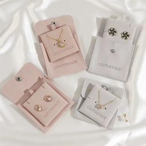 Pochette à bijoux en velours microfibre PUPPYSWE 8*8cm avec insert pour collier, emballage de haute qualité pour bijoux, fabriqué en Chine ZHE - Product Image 4