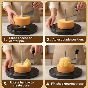 Râpe à fromage Girolle avec base en marbre, coupe-fromage Tête <span class=keywords><strong>de</strong></span> Moine, trancheuse à fromage en roue - Product Image 5
