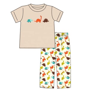 Ventes en gros de robes de haute qualité assorties aux ensembles frères et sœurs, vêtements pour bébés filles avec motif dinosaure, robes imprimées pour enfants printemps été - Product Image 2