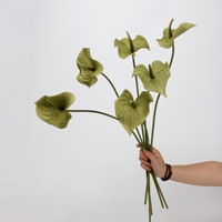 Fleurs artificielles en PU Anthurium de haute qualité, toucher réel, Anthurium en forme de cœur Firebird Palm pour la décoration de mariage, de maison et de fête
