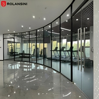 Système de cloison de bureau Rolansini, cloison de bureau en verre trempé épais avec cadre en aluminium, panneau de verre pour cloison de bureau