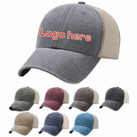 Casquettes de camionneur unisexes imperméables à 5 panneaux en sergé maille polyester/coton avec rivets, logo brodé personnalisé, casquettes d'extérieur personnalisées