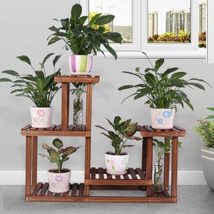 Soporte para plantas <span class=keywords><strong>de</strong></span> <span class=keywords><strong>madera</strong></span> <span class=keywords><strong>de</strong></span> <span class=keywords><strong>pino</strong></span>, estante <span class=keywords><strong>de</strong></span> múltiples capas para interior y exterior, soporte para plantas <span class=keywords><strong>de</strong></span> alto y bajo, para salones <span class=keywords><strong>de</strong></span> jardín - Product Image 3