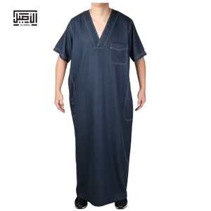 Robe islamique Alaseel à col en V, <span class=keywords><strong>Djellaba</strong></span>, Abaya, Jalabya, Robe ethnique arabe, Jalaba Maxi, Qamis, Vêtement musulman, Jubah, Kaftan de prière - Product Image 2