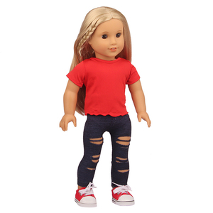 Hot 18 pollici ragazza americana bambola manica corta 43cm bambola shoff t-shirt 30cm orso vestiti giocattolo piccoli accessori per bambole di abbigliamento - Product Image 6