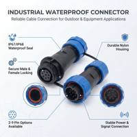 Conector Circular Impermeable IP68 SD16 de 2, 3, 4, 5, 6, 7, 8 y 9 Pines para Alimentación y Señal