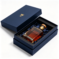 Boîte à whisky avec logo personnalisé, boîte cadeau de luxe en carton rigide pour bouteille d'alcool avec séparateur, vente en gros