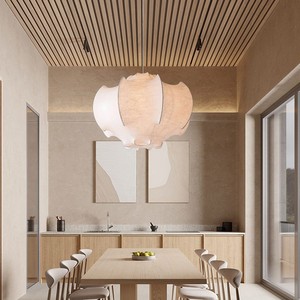Hfshanks Wabi Sabi Silk Chandelier Led Warm <b>Light</b> Round <b>Single</b> Head For Living Room Bedroom Dining Room - Product Image 3