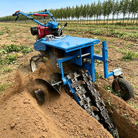 Trancheuse à chaîne diesel portative pour le déposement de canalisations, profondeur réglable pour la construction souterraine de câbles d'eau agricoles