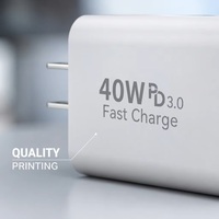 Pengisi Daya Cepat 40W 4-Port Tipe-C USB PD 3.0 (2C+2A) untuk Komputer IOS & Earphone