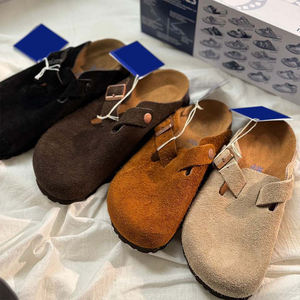 Sandalias Cerradas de Cuero Vacuno de Alta Calidad, Mules de Gamuza para Exteriores, Zuecos de Primavera/Verano, <span class=keywords><strong>Plataforma</strong></span> de Goma Cómoda para el Tiempo Libre - Product Image 6
