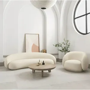 MOYI итальянский белый плюшевый современный бархатный набор, c-образный роскошный материал, секционный диван с изогнутым полумесяцем