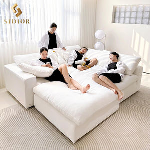 Divano Letto Componibile Modulare a L o a U Bianco Reclinabile Lazy Cloud in Piuma d'Oca Compressa - Product Image 2